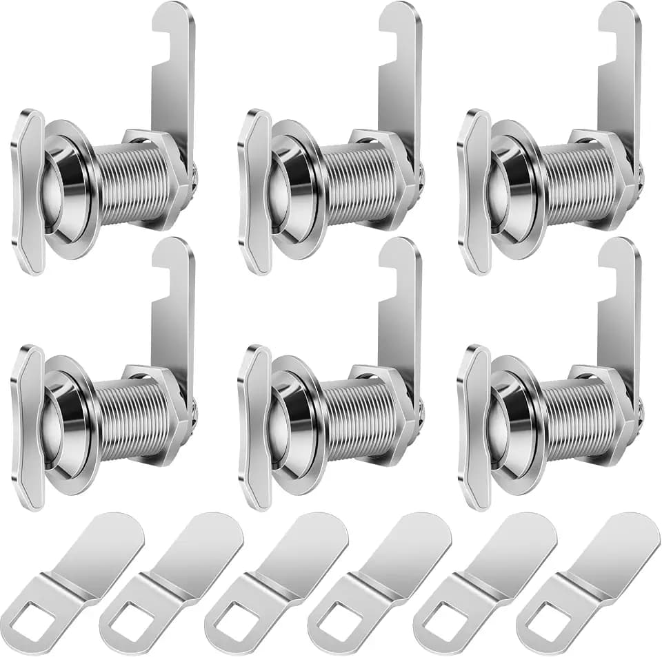 Sissinda Thumb Operated Offset Cam Lock, 1" Cylinder Fits on 0.7" Max Door Thickness, Non-Locking Replacement Lock for RV Compartment Camper Storage, Cabinets, Drawers (1 Inch 6Pack)