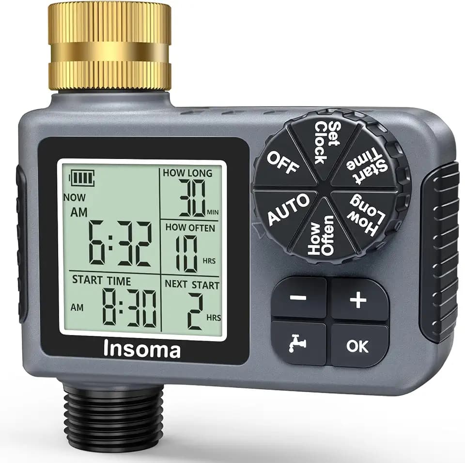 Sprinkler Timer with Brass Inlet, Water Timer for Garden Hose with Auto/Manual/Rain Delay Mode, Easy Setup Hose Timers for Lawn, Garden, Vacation Watering,1 Outlet