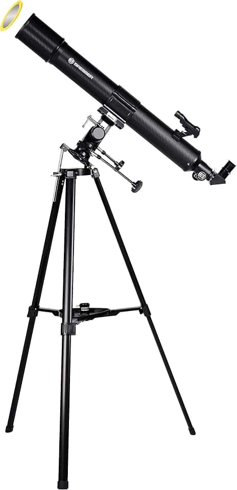 Bresser Refraktor Teleskop Taurus NG 90/900 mit Smartphone Kamera Adapter und hochwertigem Objektiv-Sonnenfilter, inklusive Stativ und umfangreichem Zubehör