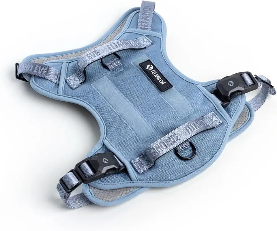Fei & Eve MagEase 3-Second Magnetic Dog Harness | No-Pull Tactical Vest | Heavy-Duty 900D Nylon (Small, Light Blue)