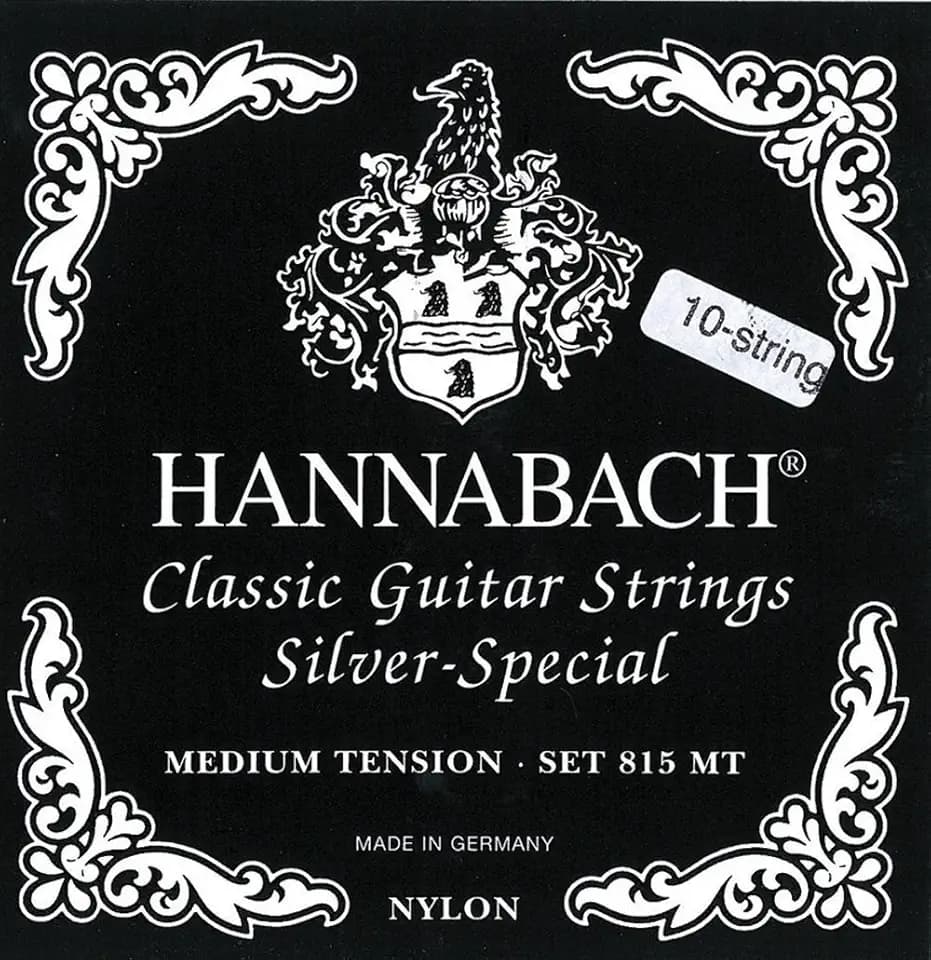 Hannabach Saiten für Klassikgitarre Serie 815 Medium Tension Silver Special Konzertgitarre (Allzweck-Saite für fast jedes Instrument, Saiten klassische Gitarre, Made in Germany, 10-saitig), Schwarz
