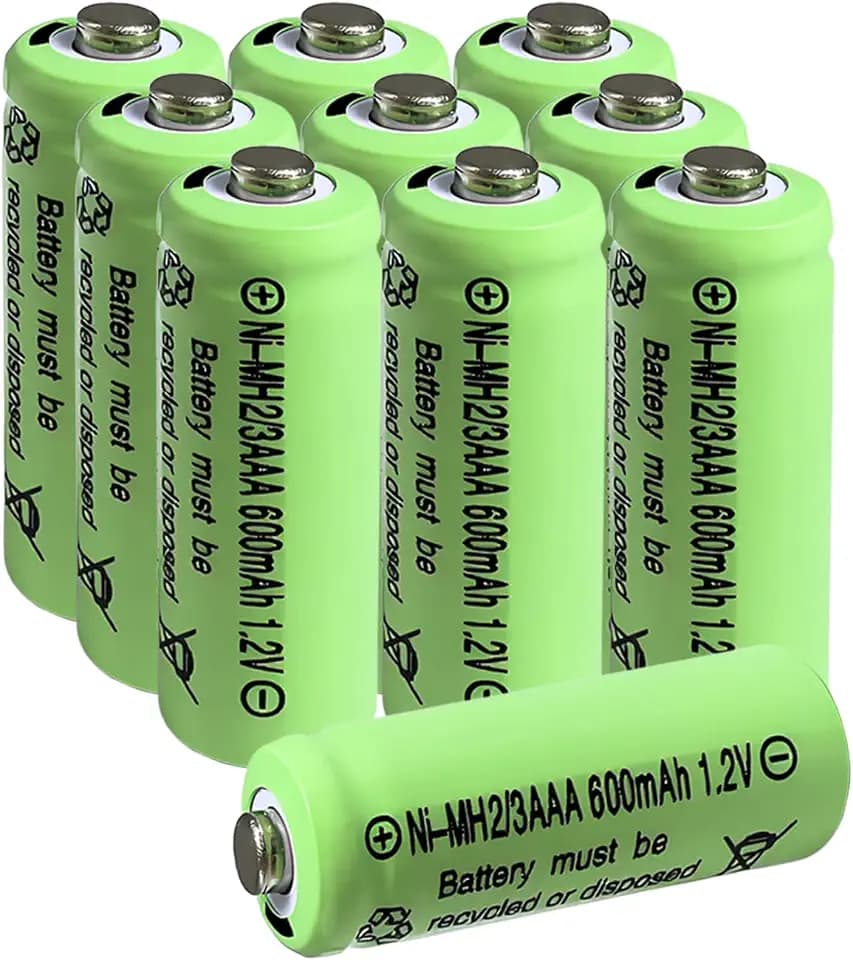 10 Pcs NIMH 2/3AAA 1.2V 600mAh Rechargeable Solar Batteries