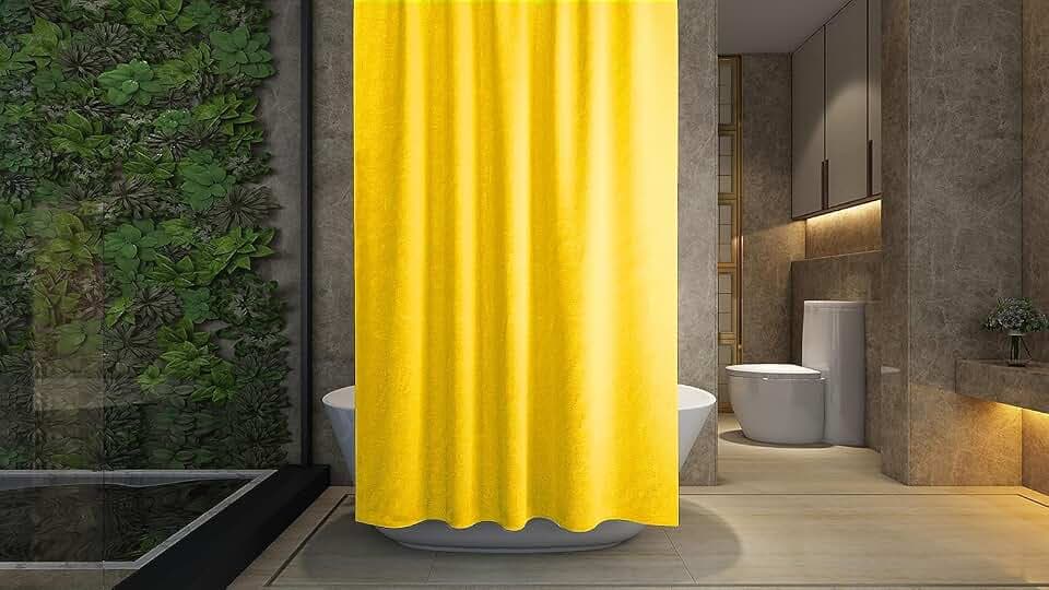 Duschvorhang, aus PEVA, wasserabweisend, schimmelresistent, 180 x 180 cm, Schienenhaken, federleicht, ultradünn, Nassräume, Dusche, Badewanne, einfarbig, lebendige Farben (Blondgelb)
