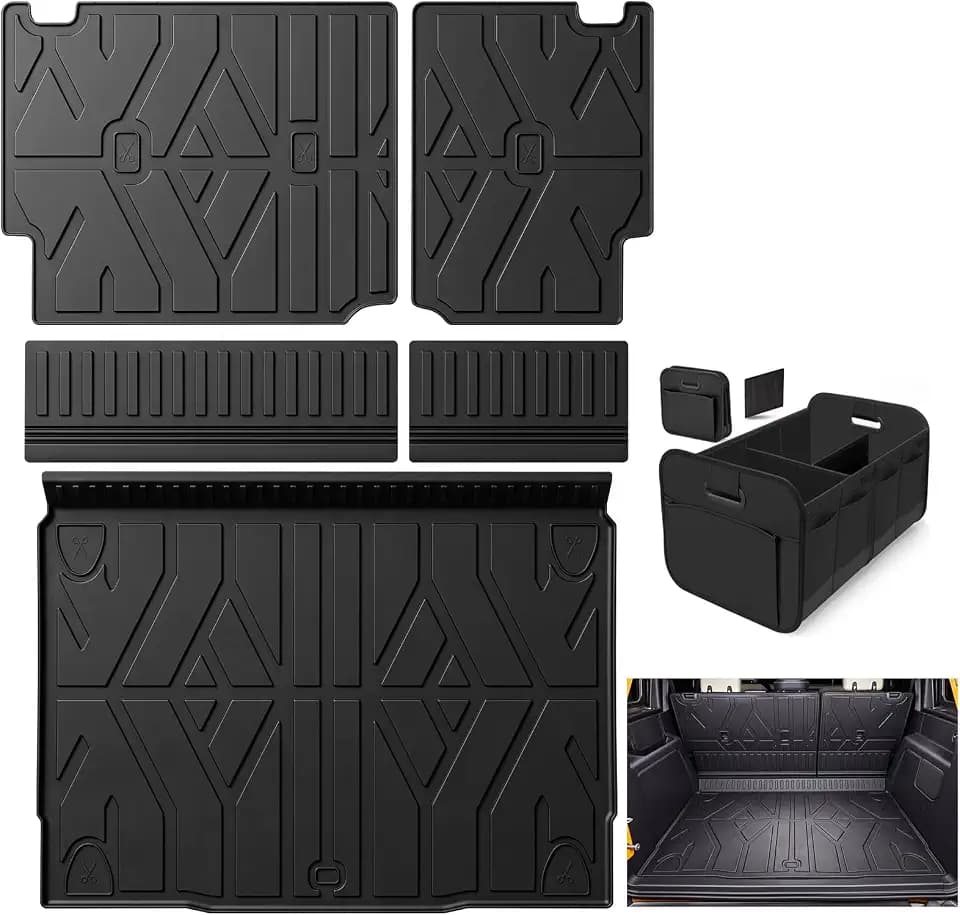 Cargo Trunk Mat with Backrest Mats for Ford Bronco 4 Door 2021-2025 2026,All Weather Protection TPE Heavy Duty Cargo Liner Bronco Accessories,Black