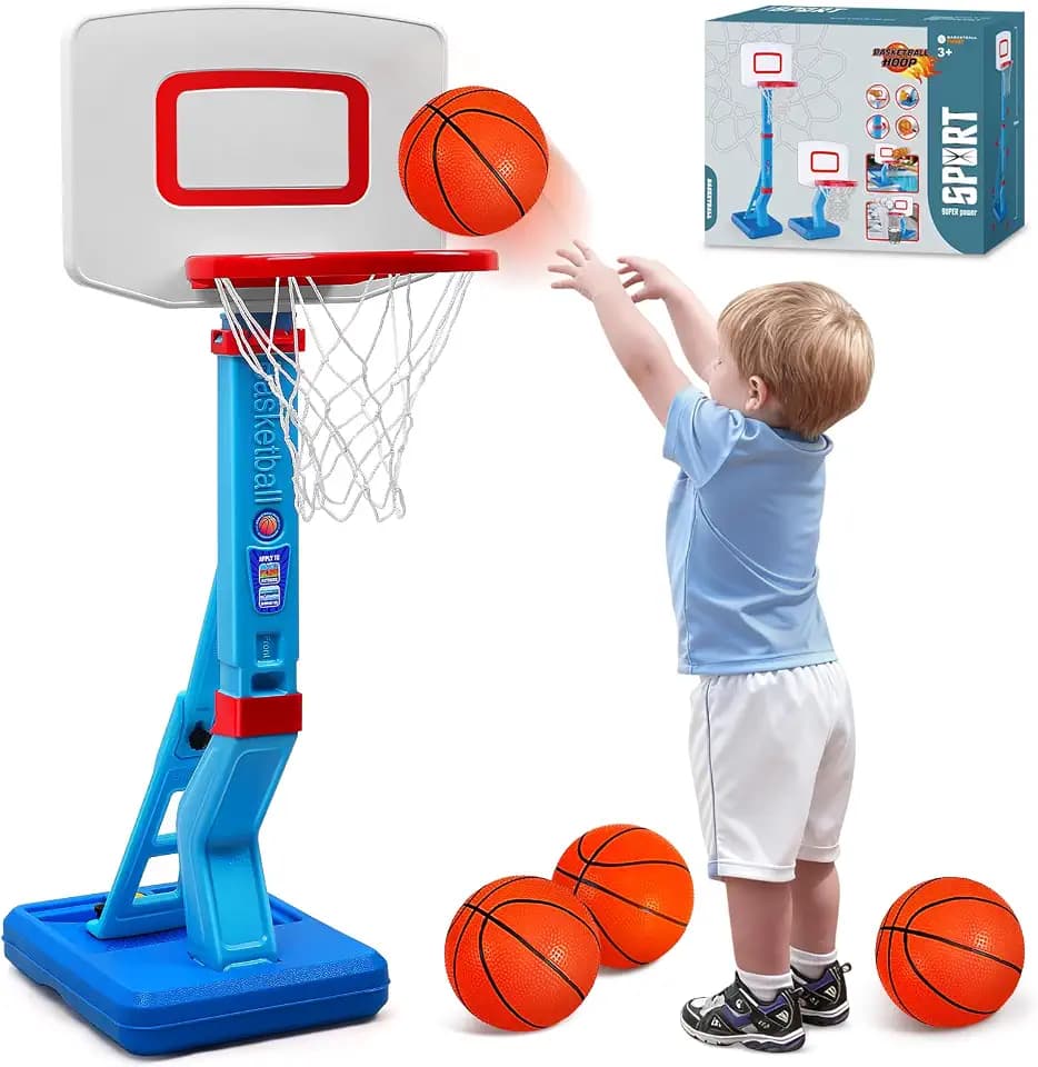Toddler Basketball Hoop Set, Adjustable Kids Basketball Hoop for Boys Girls