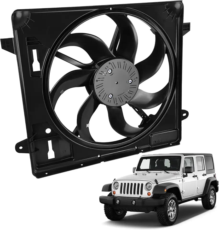 621-601 Engine Cooling Radiator Fan Assembly, Fits for JEE-p Wrangler 2012-2017, for Wrangler JK 2018, Replace 68143894AA 68143894AB 6010277 624080 CF13078