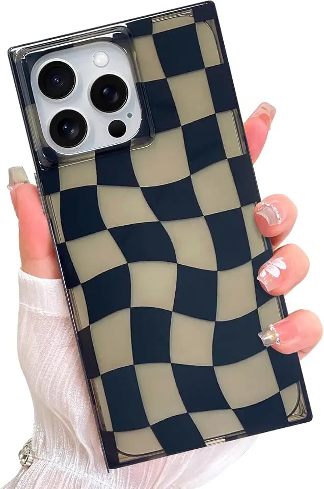 AIGOMARA Rectangle Checkered Case for iPhone 15 Pro Max for Women Men