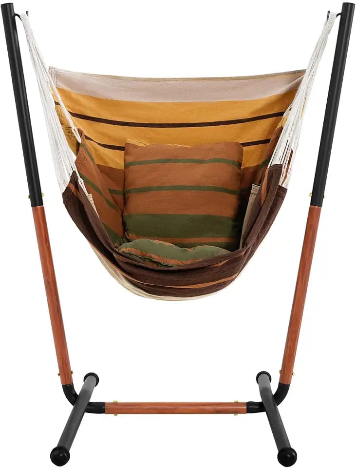 Lazy Daze Hammock Chair with Heavy-Duty Stand, Pocket and 2 Cushion, Stripe