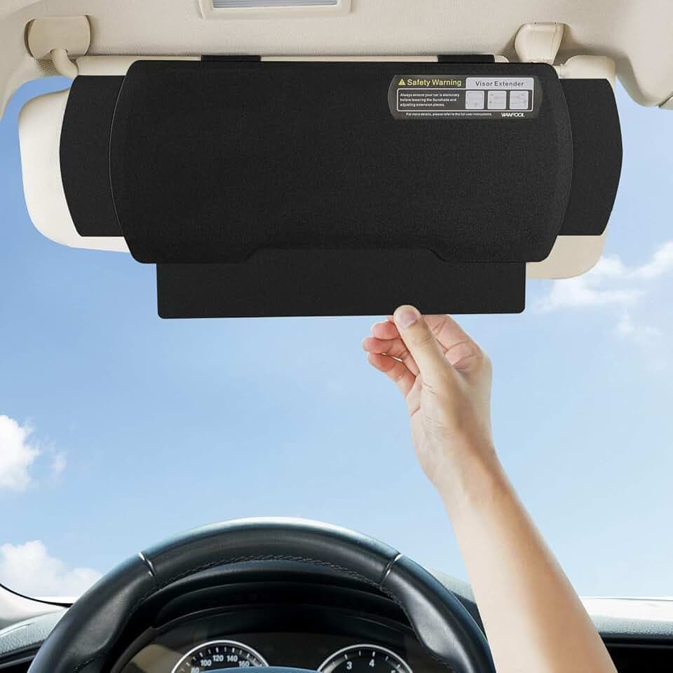 Auto-Visier-Sonnenschutz-Verlängerung, Fensterschutz, blendfreier Sonnenschutz für Fahrer oder Beifahrersitz, 1 Stück (Schwarz)