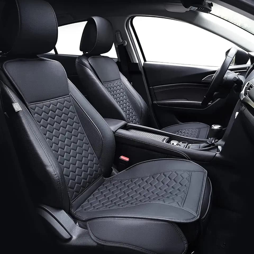 Elantrip Leather Car Seat Covers Front 2PC Waterproof Universal Fit Black
