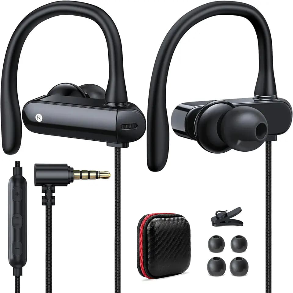 5.9FT Long Cord Wired Earbuds for Chromebook Laptop,3.5mm Over In Ear Hook