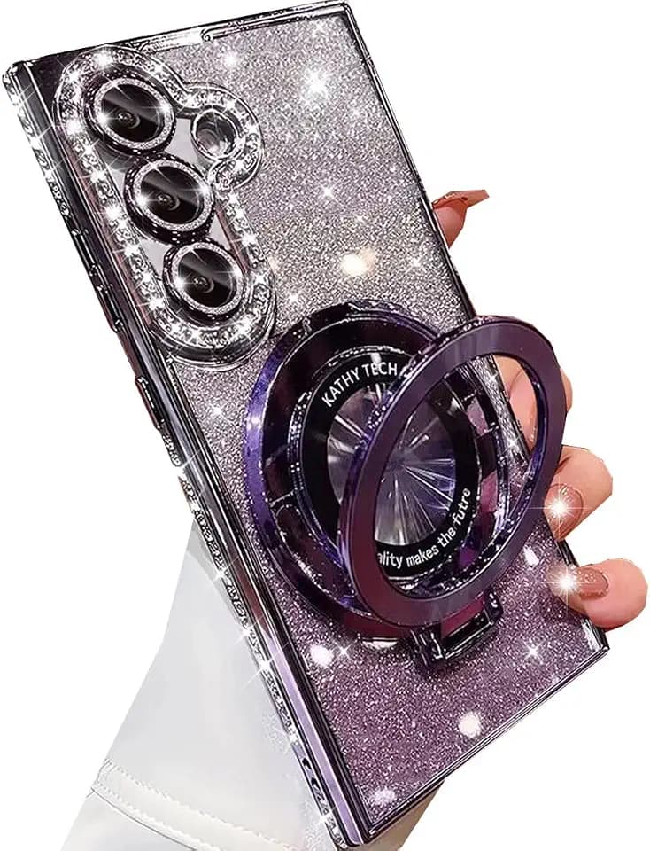 Changjia for Samsung Galaxy S26 Magnetic Kickstand Glitter Case,BlingPurple