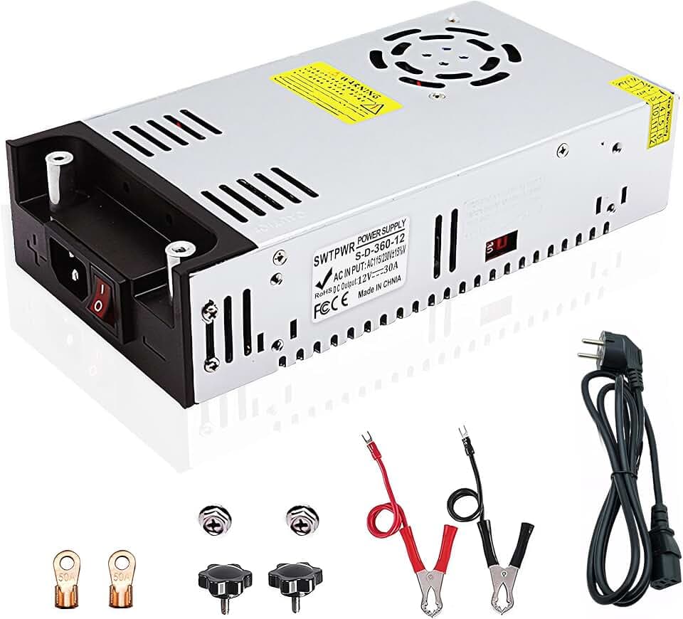 Upgrade Schalternetzteil DC 12V 30A 360W Netzteil,Transformator 110V/230V AC auf DC Netzteil 12Volt Trafo Industriell für LED Lichtleiste CCTV Kamera Radio SMPS (DC12V 30A 360W)