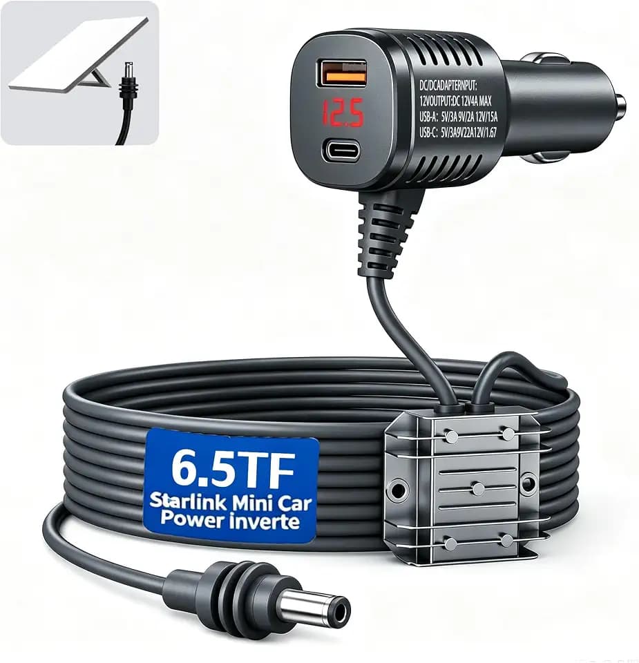105W Starlink Mini Car Adapter 12V-24V DC Boost Power Supply 6FT for Pickup