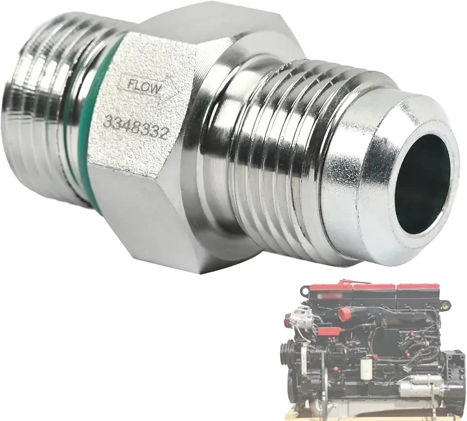 Fuel Check Valve w/Gasket Replace 042211 3348332 Fit for Cummins N14 Diesel Engine Fuel Pump Straight Flow Aluminum Prevents Fuel Backflow