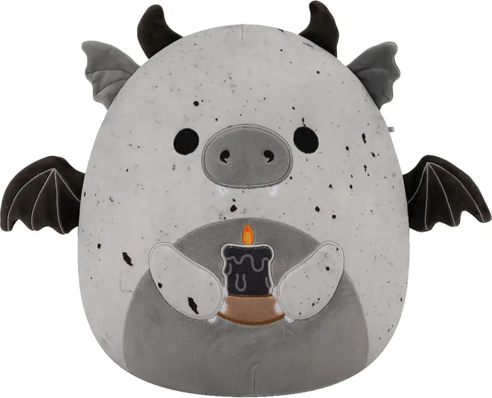 Squishmallows Original 12in Gio the Grey Speckled Gargoyle Holding Black Candle – Official Jazwares Halloween Plush (Medium-Sized)