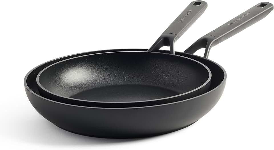 Kitchenaid Bratpfannen Set 24 und 28 cm - Classic - Hochwertige Antihaftbeschichtung und Aluminium Pfannen set - Induktionsgeeignet mit ergonomischer griff - Backofenfest, spülmaschinengeeignet