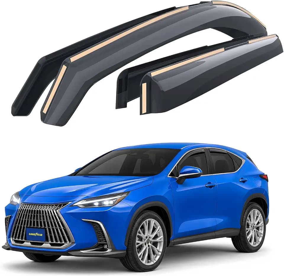 Goodyear Shatterproof Window Deflectors for Lexus NX 2022-2026, Tape-on Rain Guards, Window Visors, Vent Deflector Visor, Car Accessories, 4 pcs. - GY008093