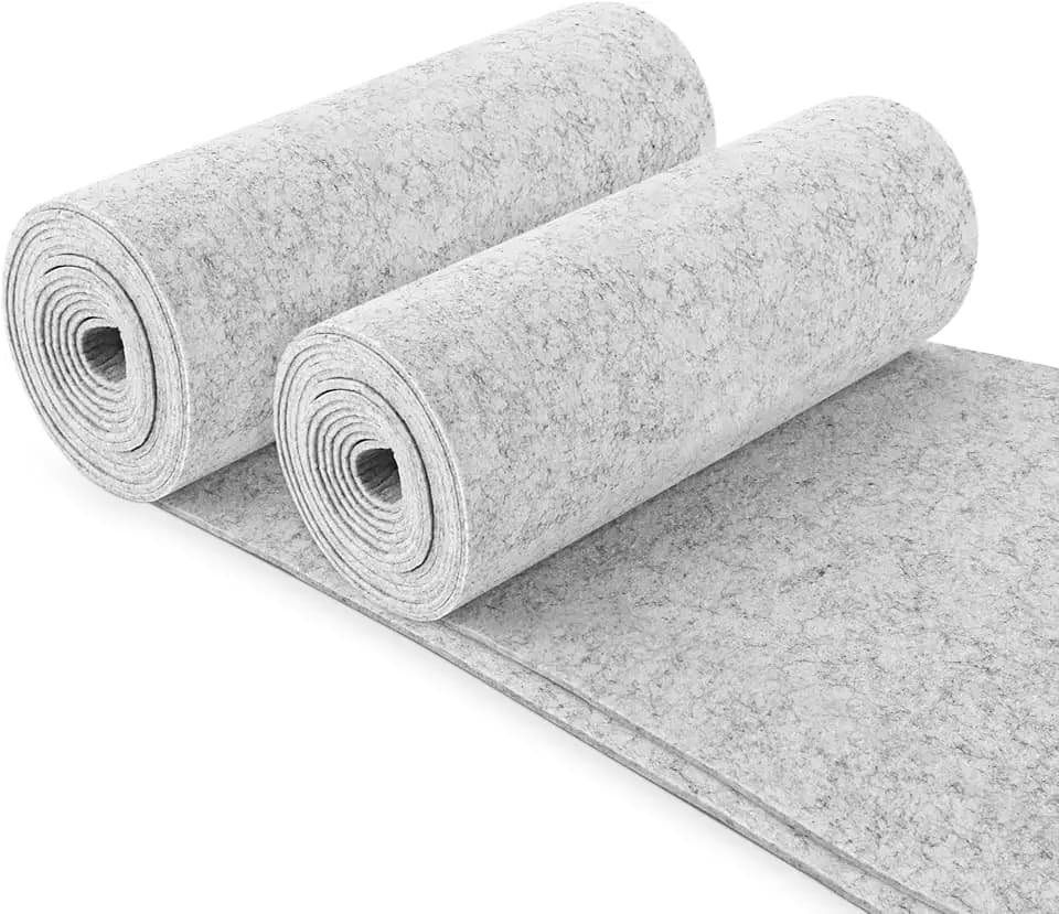 2 Rollen Filzstoff 30cm x 300cm x 3 mm, Filzmatte Polyester Filzrolle, Hellgrau Bastelfilz, Filzunterlage für Sticken nähen, Dekoration schneiden, Basteln
