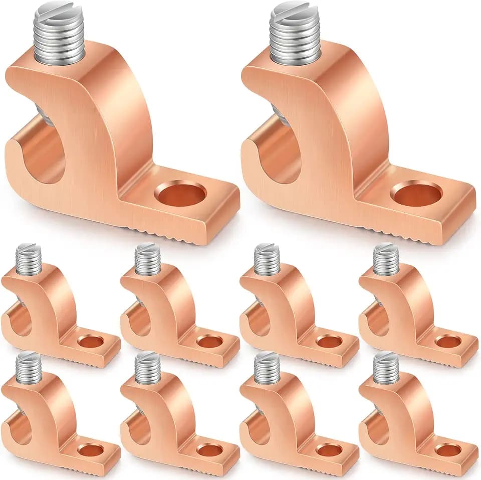 Landhoow 10 Pack Lay-in Lugs, Copper Pool Bonding Connectors, 4-14 AWG