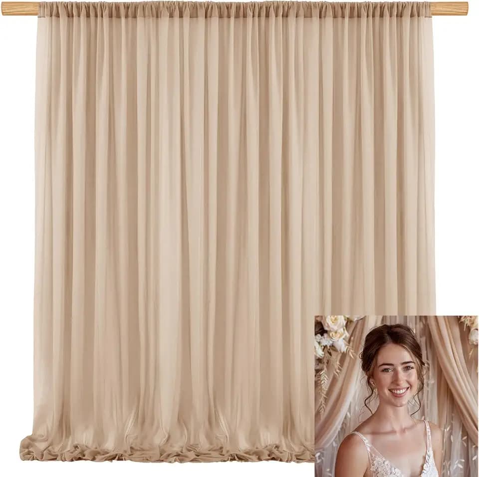 Brown Backdrop Curtain Light Brown Tulle Curtains