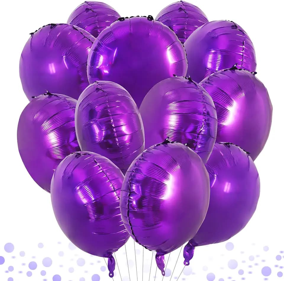 TONIFUL 30Pcs 18 Inch Large Purple Round Shape Foil Balloons Big Purple Circle Helium Mylar Ballons for New Year Halloween Chrismas Birthday Wedding Anniversary Engagement Party