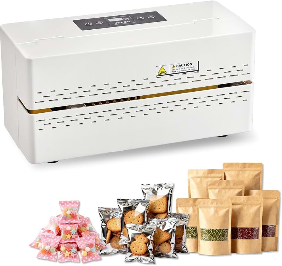 VEVOR Continuous Sealing Machine, 0.32-0.47 in Seal Width, Automatic Continuous Band Sealer with Digital Temperature Control, Automatic Shutdown, Heat Sealing Machine for 0.002-0.0.008 in Plastic Bags