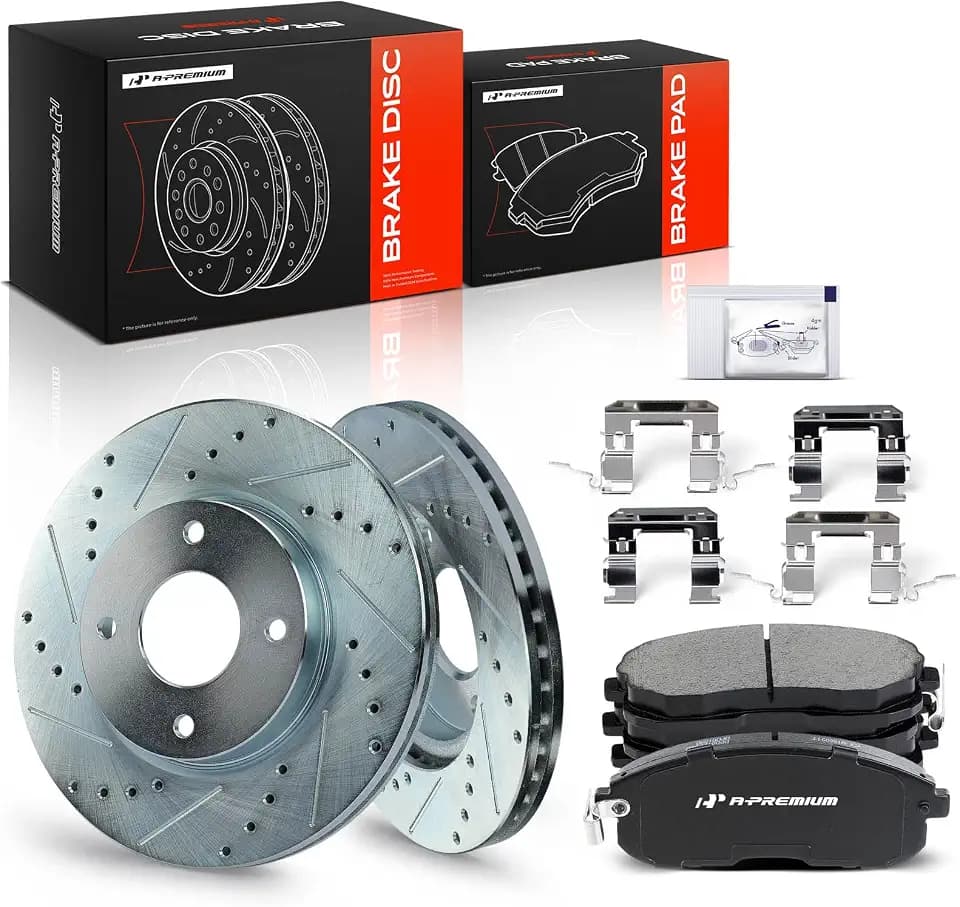 A-Premium 11.02 inch (280mm) Front Brake Rotors & Ceramic Pads Kit, 6-Pack