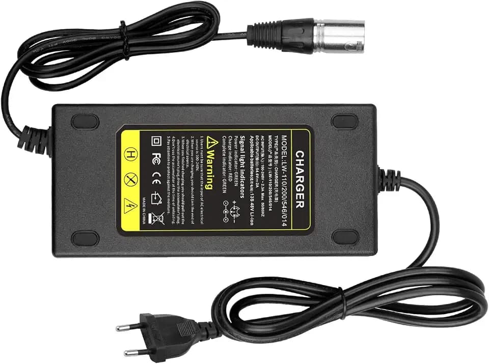 ARyee 54.6V 48V 2A Elektroroller Ladegerät für 13S 48V Lithium Akku Li-Ion Akku Ladegerät für Mobilitätsroller, Motorrad, EBike Elektrofahrrad, 3 Pin XLR Anschluss