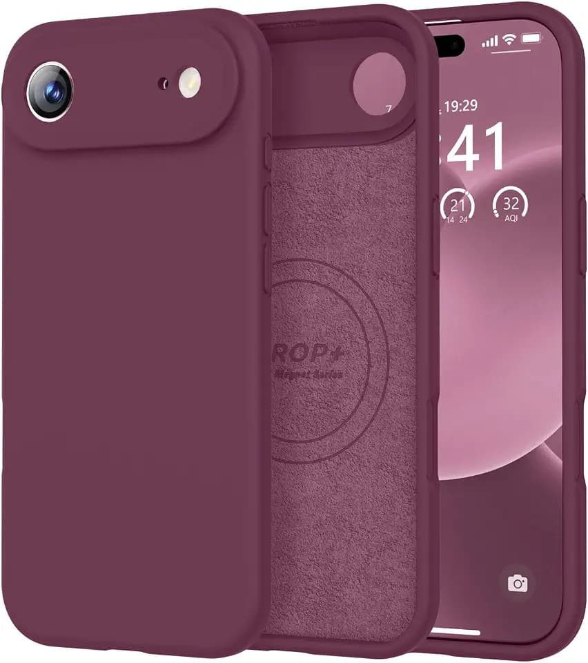 Vooii Magnetic for iPhone Air Case 6.5" Premium Silicone, Burgundy