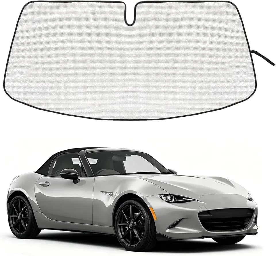 Windshield Sunshade for Mazda MX-5 Miata 2016-2026 Front Window Sun Shade Foldable Reflective Sun Visor Custom Sunscreen UV Blocker Privacy Protector HeatShield Keep Your Car Cooler (Silver)