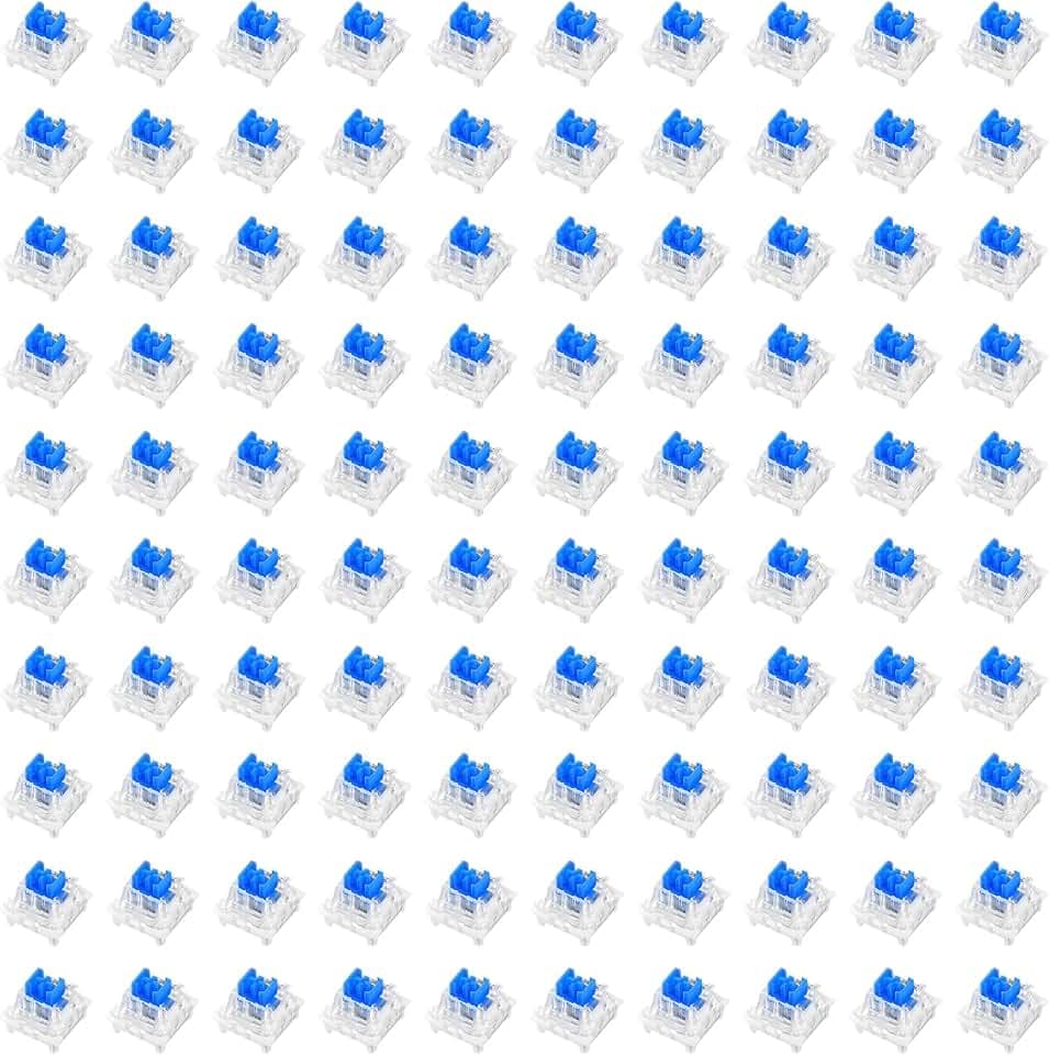 100 Stück Transparente Blaue Klicker Tastatur Switches, 3 Polige