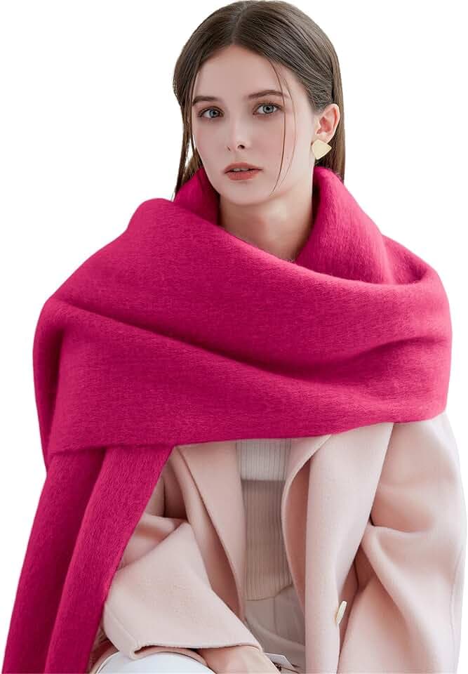 Weihnachtsgeschenke für Frauen, kariert, einfarbig, Schal für Damen, warm, lang, Winterschal, weiche Damen-Schals mit Quaste