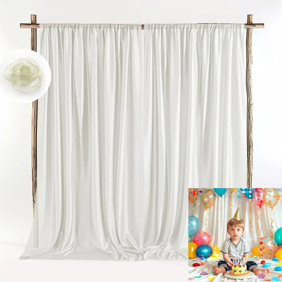 Satin Drapes for Backdrop Satin Curtain Backdrop White Curtain