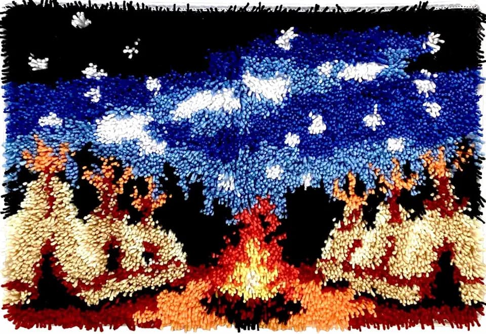 Latch Hook Rug Kit for Adults & Beginners, Rustic Cabin &Camping Room Decor