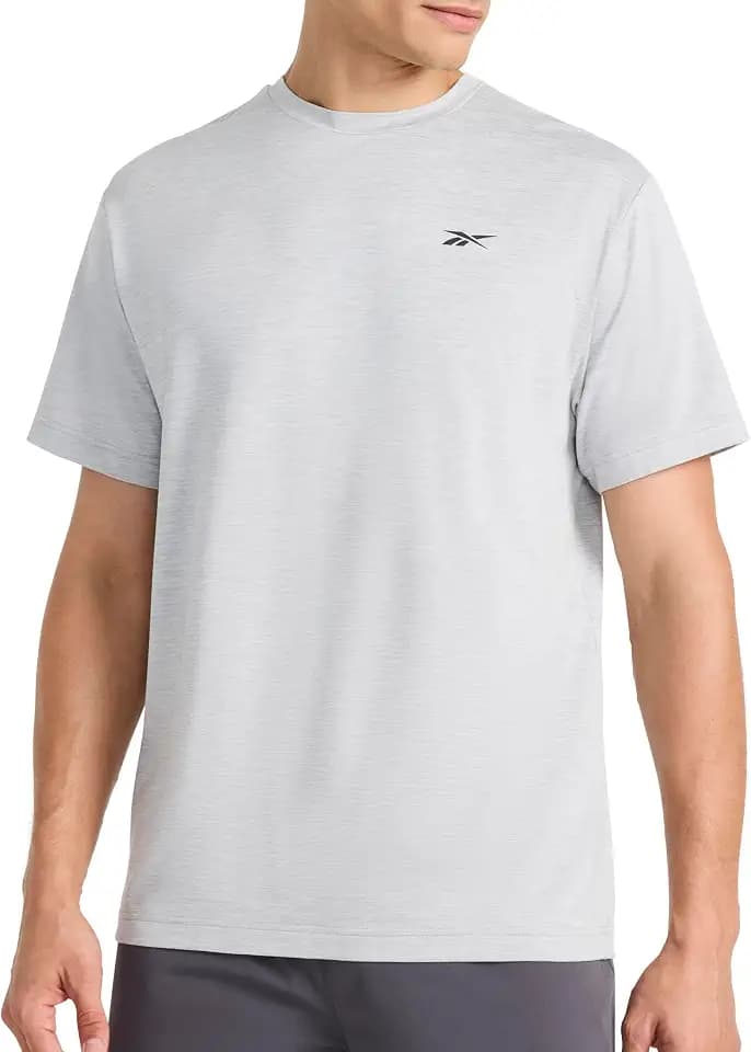 Reebok Men's Strike Short Sleeve Crewneck T-Shirt, Standard Fit, Lightweight Stretch Poly Jersey Fabric