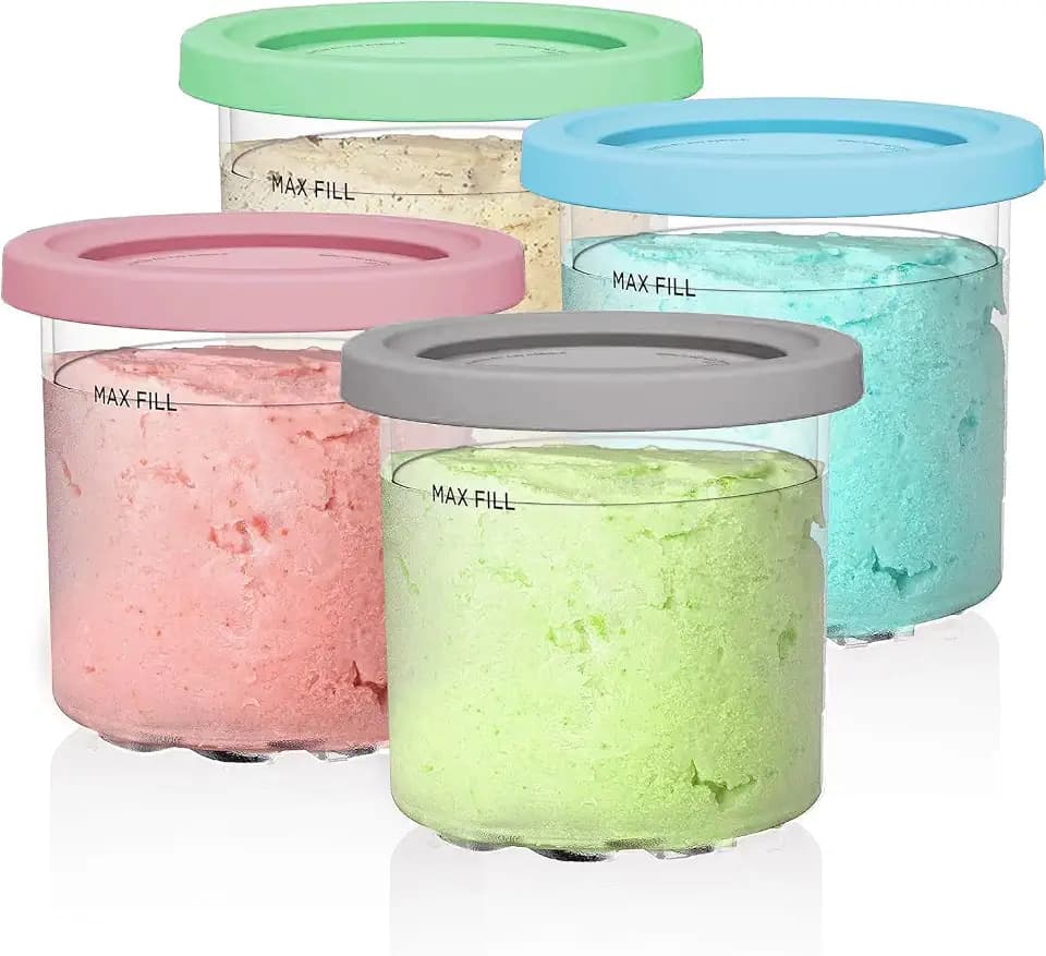 4er-Pack Eisbehälter für Ninja Creami Deluxe NC301 NC300 NC299AMZ NC299, 16oz Ersatzbecher mit auslaufsicheren Deckeln, BPA-frei & Spülmaschinenfest, Zubehör für Eismaschine