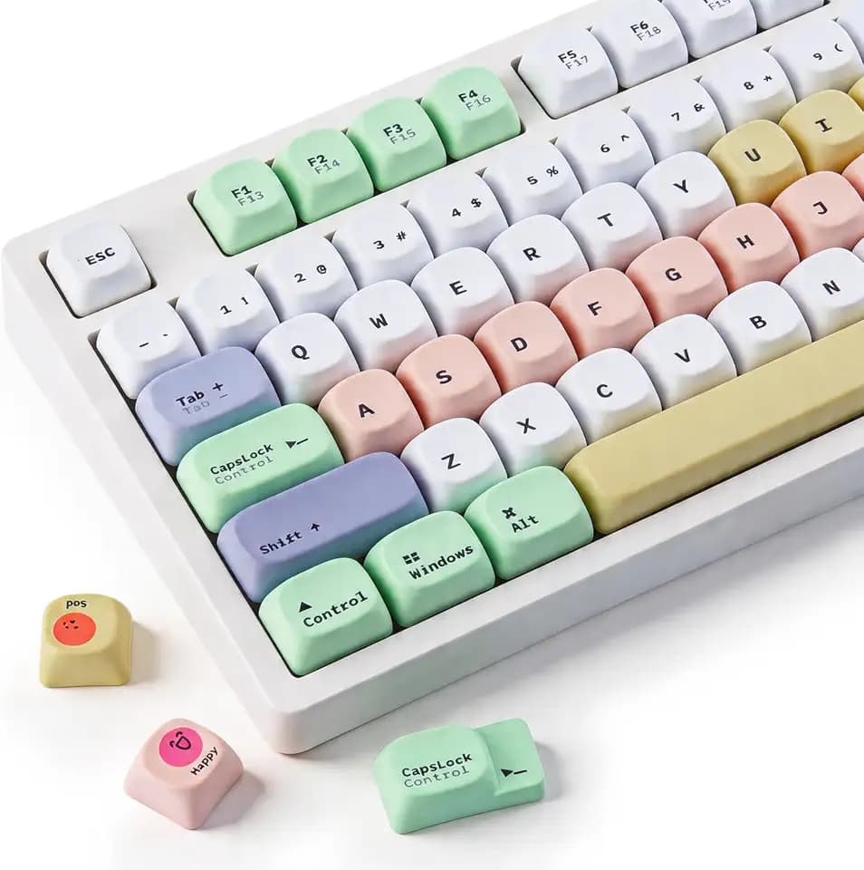 Tsungup MOA Keycaps,Clean & Minimal 130 Keys Magic Bean Custom Keycaps