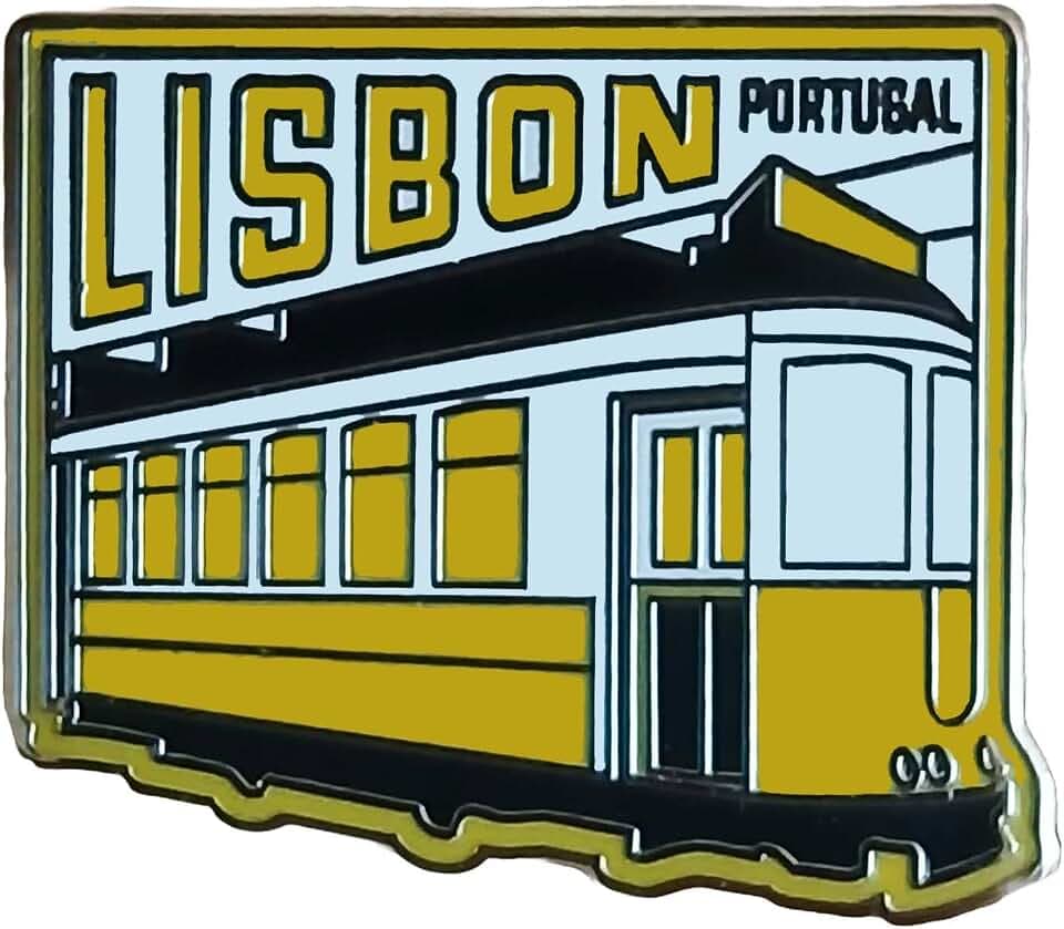 Vagabond Heart Lisbon Enamel Pin - Hard Enamel Lapel Pin Badge - Portugal Travel Souvenir Collectible - Metal Pin for Backpack Jacket Hat - Gift for Travelers - 1 inch with Butterfly Clutch