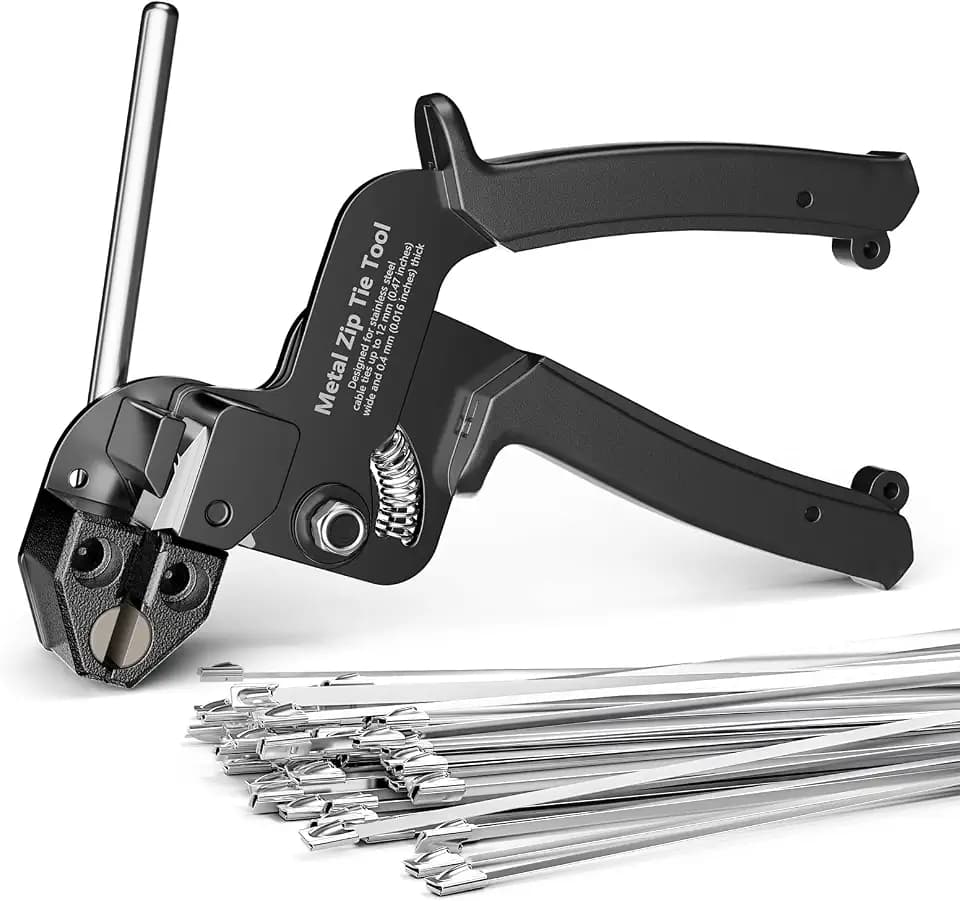 Metal Zip Tie Tool with 100 Pcs 11.8 Inch Stainless Steel Zip Ties