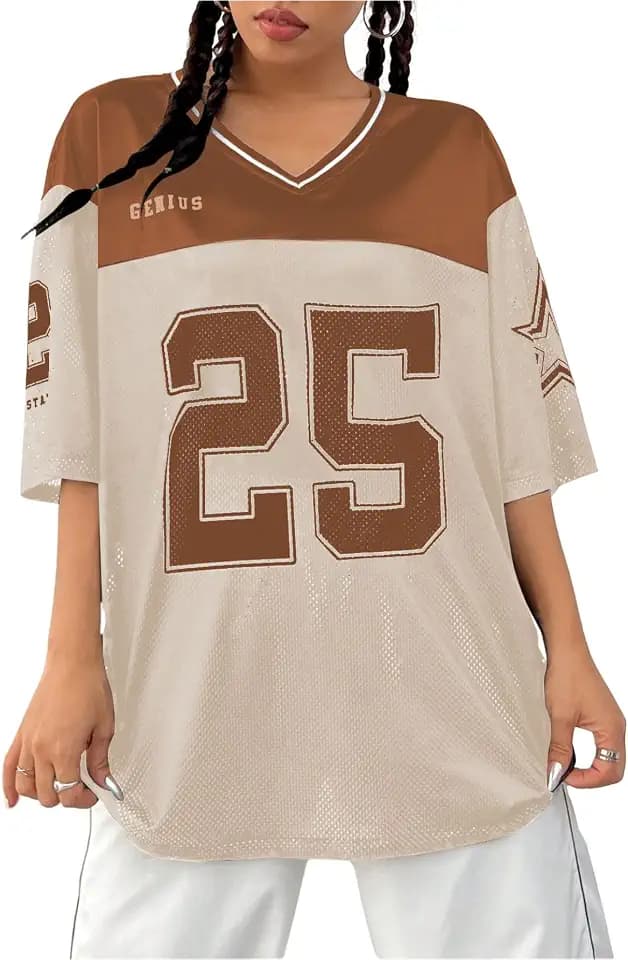 Verdusa Jersey Shirts for Women Y2K Graphic Tees Streetwear Oversized Tops