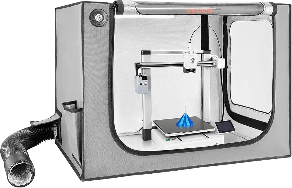 VEVOR 3D-Druckergehäuse Druckerzelt (80x58x58 cm), staubdichte & wasserfeste Schutzhülle mit konstanter Temperatur & LED-Beleuchtung & Belüftung, kompatibel mit Bambu Lab A1 Combo Grau