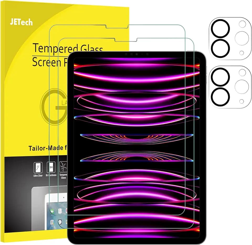 JETech Schutzfolie für iPad Pro 11" 4/3/2 (2022/2021/2020), 2+2 Stück