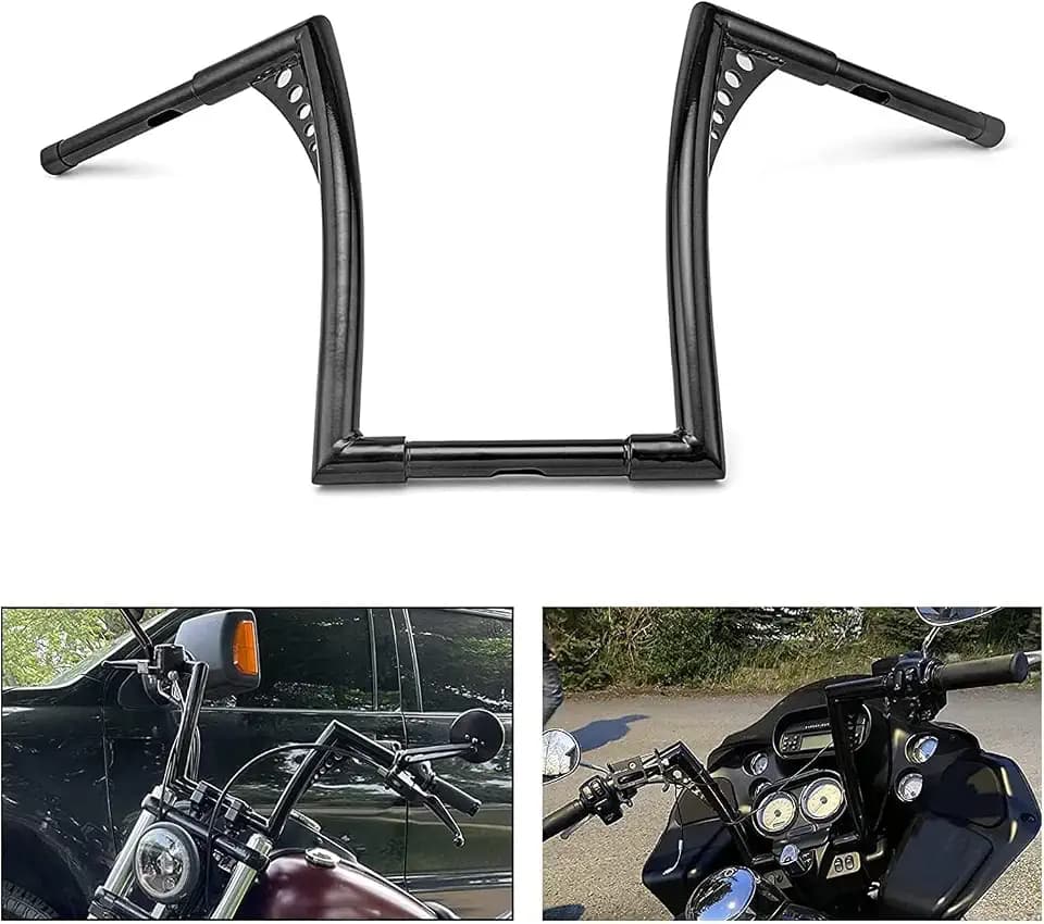 Wsays 12" Rise Handlebar Ape Bar 1-1/4" Diameter Fit for Harley, Black