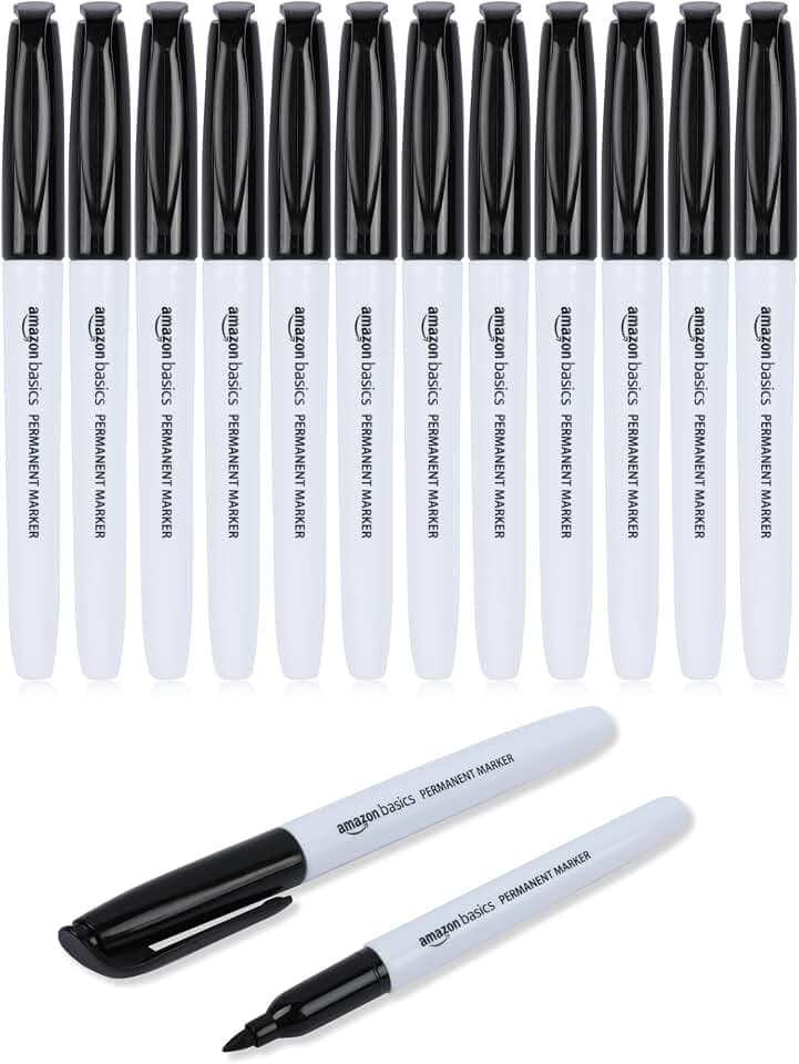 Amazon Basics Permanentmarker, Schwarz, 12er-Pack