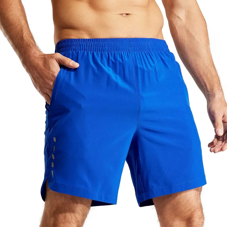 MIER Men's 7" Athletic Running Shorts Quick Dry with Zipper Pockets