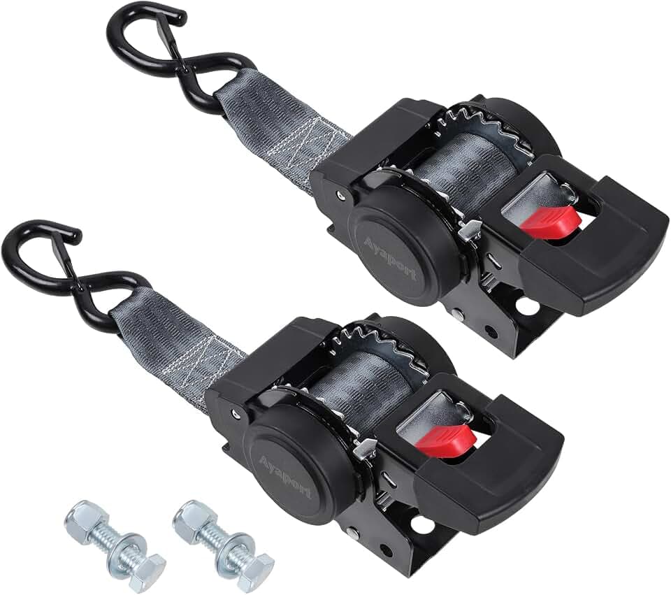 Ayaport Retractable Transom Tie Down Straps 2in X 8ft, 2pk