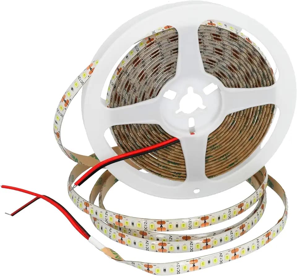 JANDEI – 12-V-LED-Lichtstreifen für den Außenbereich, IP65, 600 SMD 2835 LEDs, Warmweiß 3000K, wasserdichte Beleuchtung für Terrasse, Deck und Garten. 5-m-Rolle (ohne Netzteil)
