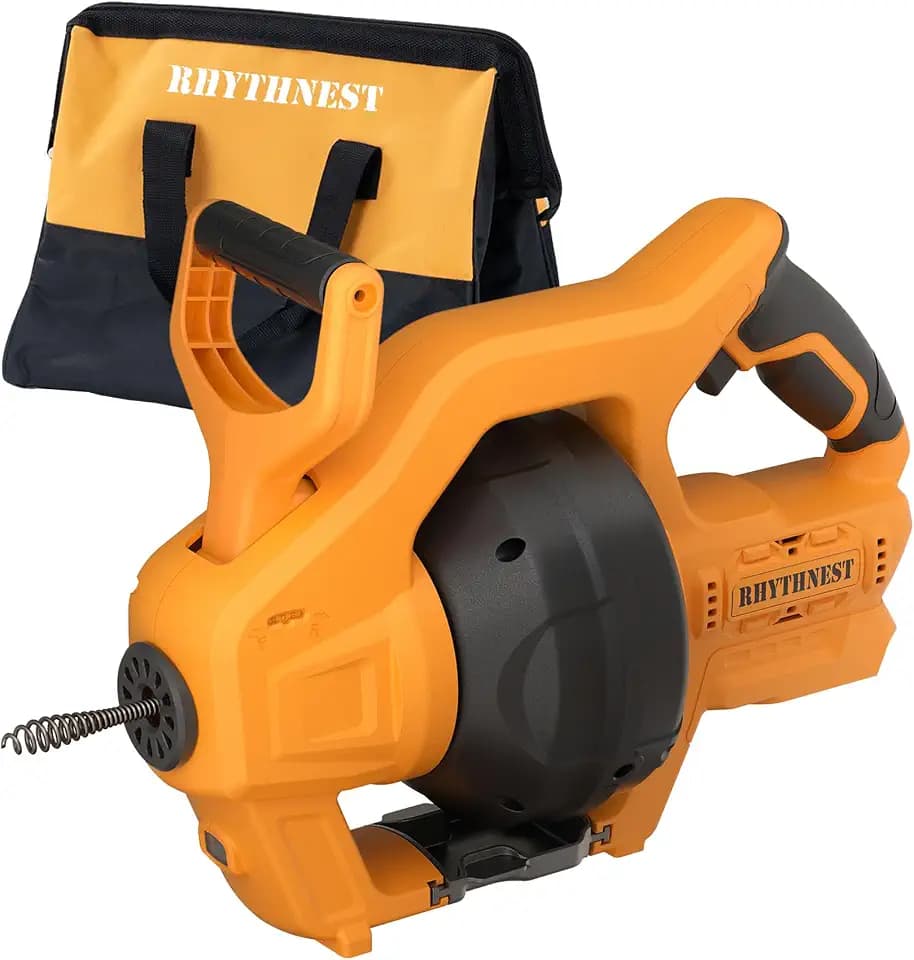 Cordless Drain Auger Compatible with Dewalt 20V Battery, 24 FT Replaceable Auto-Feed Plumbing Drain Snake That Clear Clogs in 3/4''-3” Pipes of Sink, Toilet, Bathtub, and Sewer(No Battery)