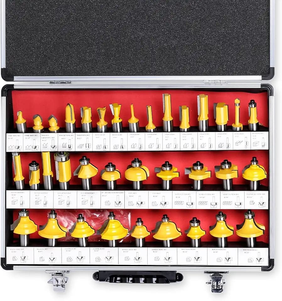 1/2 Shank Router Bit Set of 35 Pieces,Tungsten Carbide Router Bits Set,35B Woodworking Router Bit (1/2inch Shank, 35 Pieces)